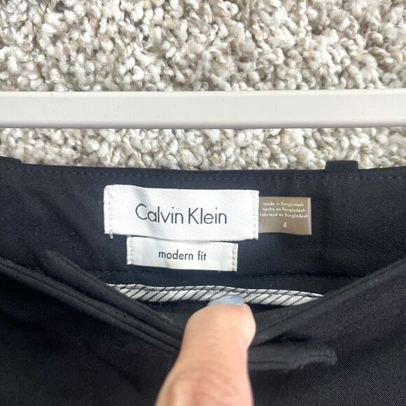 Calvin Klein Dress Pants Women’s 4 Black Crosshatched Modern-Fit Straight Leg - Picture 3 of 7